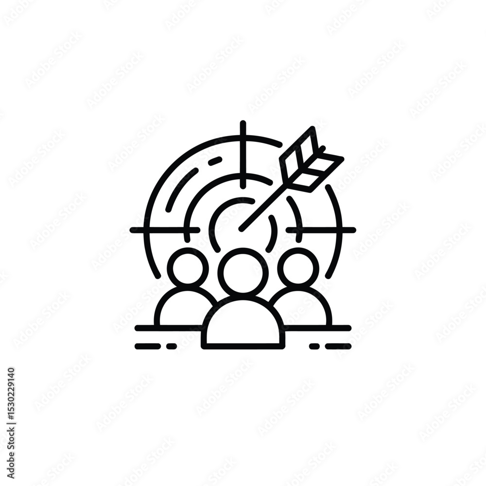 Fototapeta premium Teamwork Aiming for Success Target and Arrow Hitting the Bullseye