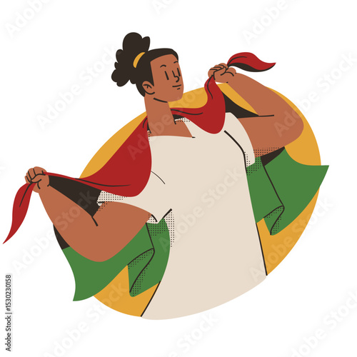Juneteenth Woman Holding Flag