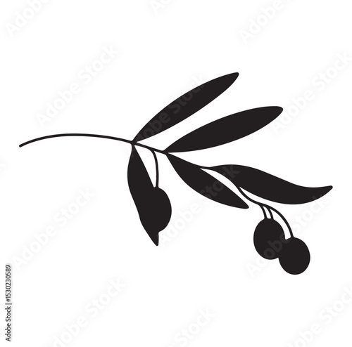 olive branch vector illustration Silhouette with white background