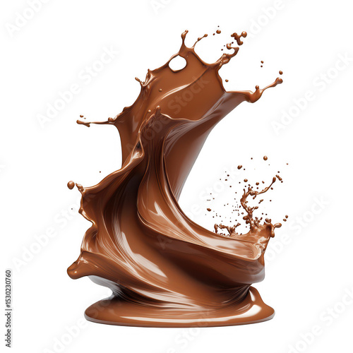Chocolate milk splash isolated on transparent background