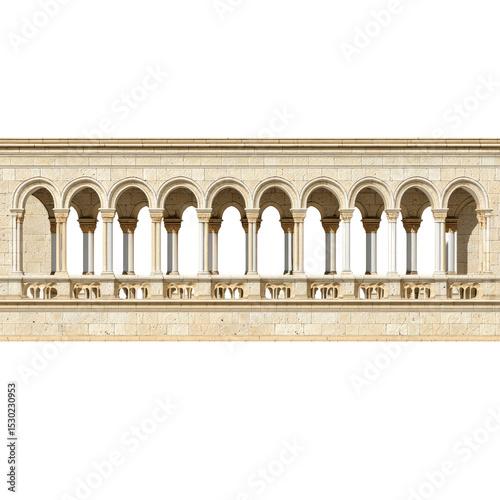 Seamless Medieval Stone Archway Colonnade -