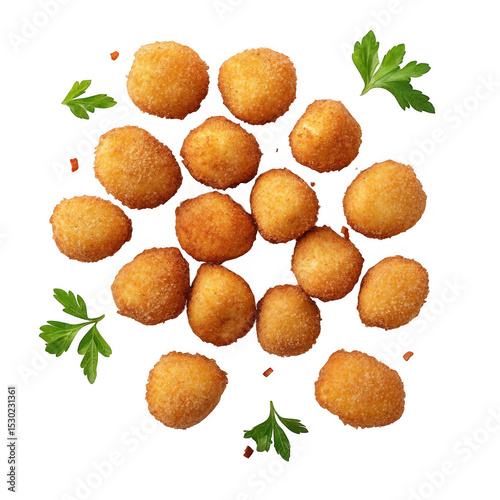 Crispy fried potato balls isolated on transparent background