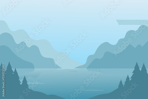 mountain landscape with mountains and fog