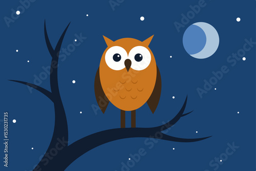 owl on the night sky