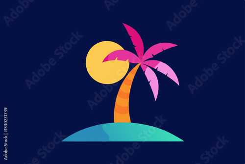 tropical island with palm trees