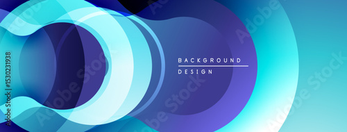 Abstract flowing shapes, vibrant blue hues, modern design. Gradient transitions create dynamic visual effect. Minimalist aesthetic.