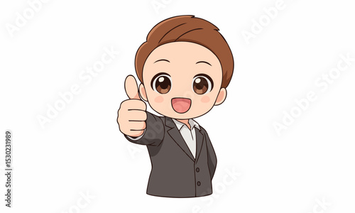 cute man showing thumb up cartoon illustration