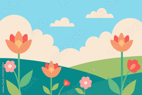 spring landscape with flowers