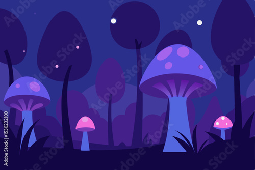 night landscape with moon and stars