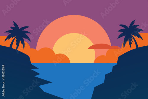 tropical island with palm trees