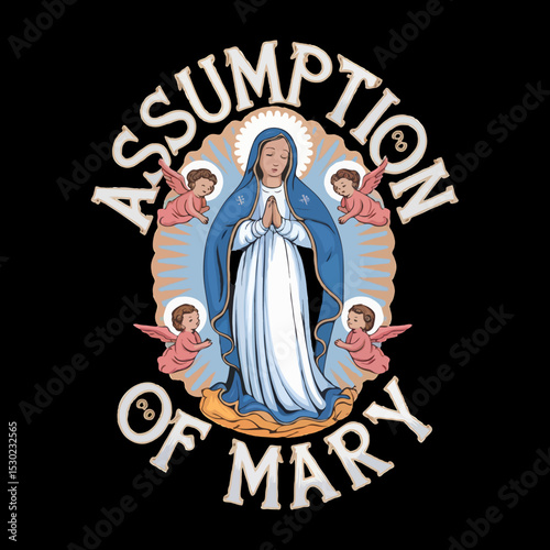Assumption of Mary Vector EPS High-Quality Religious Illustration