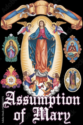 Assumption of Mary Vector EPS High-Quality Religious Illustration