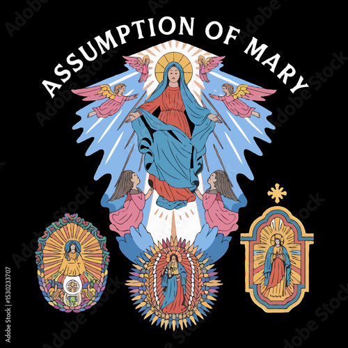 Assumption of Mary Vector EPS High-Quality Religious Illustration