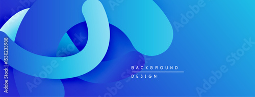 Abstract blue layers create dynamic background. Smooth shapes overlap, offering modern visual appeal. Gradient shades enhance depth.