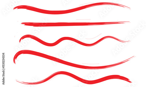 Collection of hand drawn red grunge brushes. Vector Grunge Brushes. Dirty Artistic Design Elements. Creative Design Elements. White background. Distress Frame, Logo, Banner, Wallpaper.  EPS 10 .
