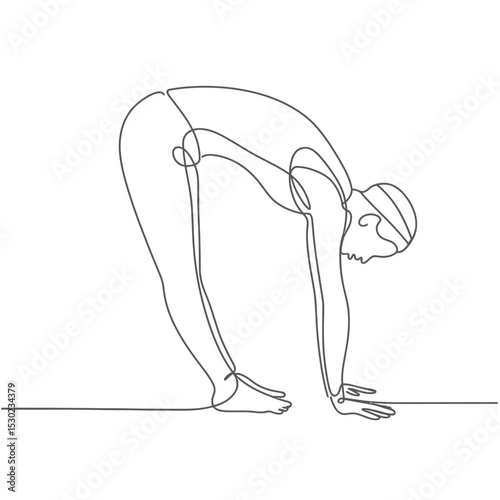 Continuous Line Drawing of a Person in Forward Fold Pose