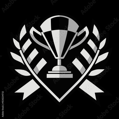 Racing championship trophy with laurel wreath