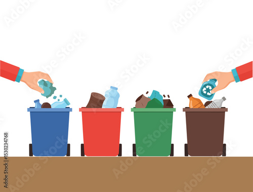 Recycling Bins for Plastic, Paper, Glass, and Organic Waste