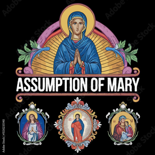 Assumption of Mary Vector EPS High-Quality Religious Illustration