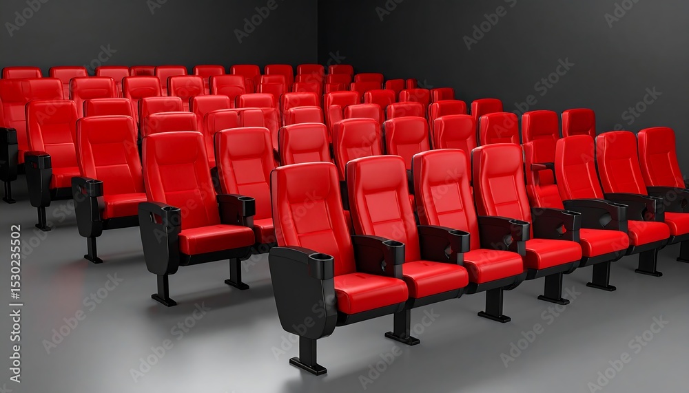 Fototapeta premium Empty Red Seats in Modern Cinema.