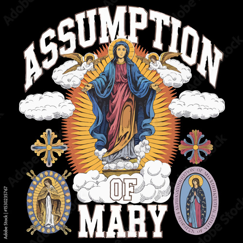 Assumption of Mary Vector EPS High-Quality Religious Illustration