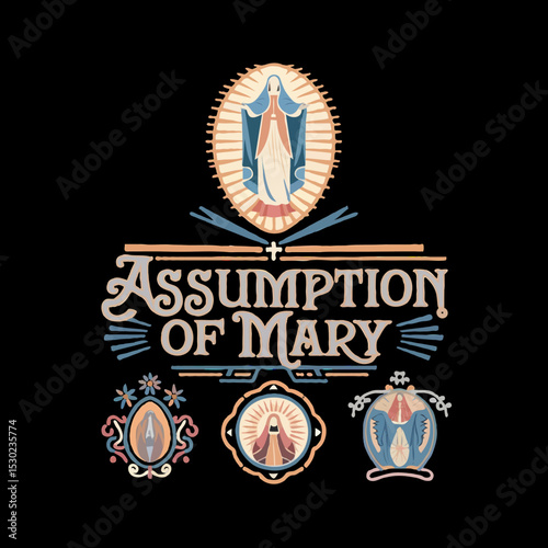 Assumption of Mary Vector EPS High-Quality Religious Illustration