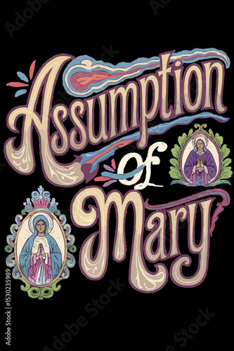 Assumption of Mary Vector EPS High-Quality Religious Illustration