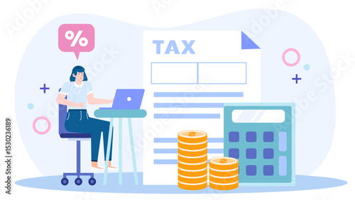 Woman diligently filling out a tax form, showcasing financial responsibilities, accounting, business, tax preparation, finance professionals, tax season concepts.