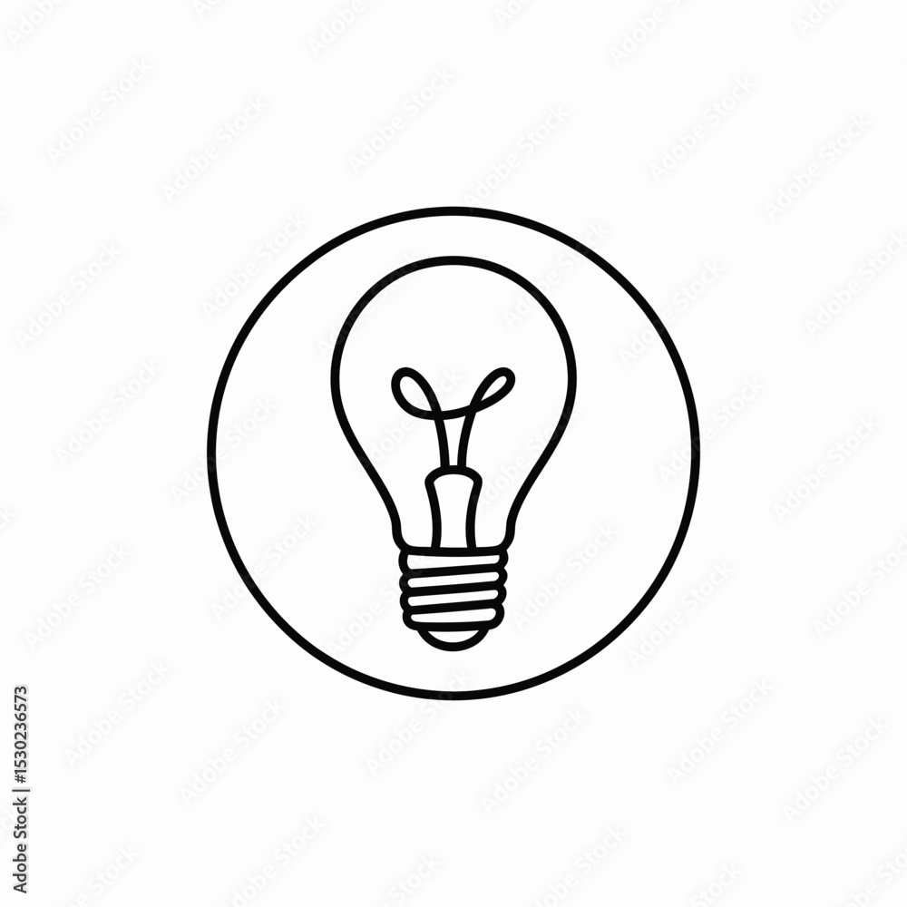 Light Bulb Icon Inside a Circle Black and White Design Light Bulb Icon Inside a Circle Black and White Design