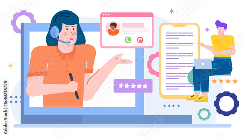 Two people using technology to communicate, suitable for technology blogs, social media, and communication related content creation projects.