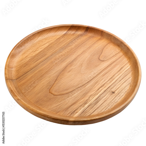 round wooden plate isolated on transparent background Generative Ai.

