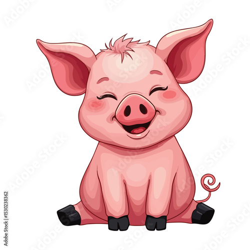
Hand drawn cartoon pig vector illustration