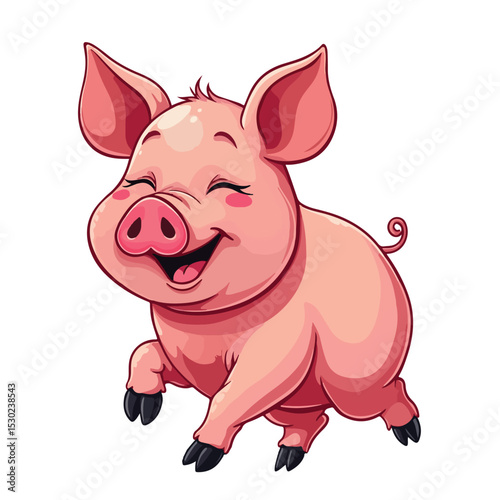 
Hand drawn cartoon pig vector illustration
