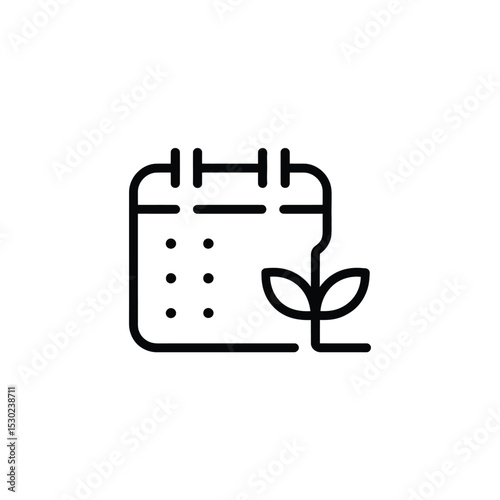 Calendar with dots and sprout representing growth and scheduling