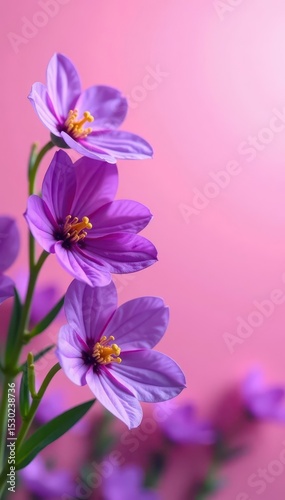 Vibrant purple blooms against soft pink backdrop, wildflowers, blossoms