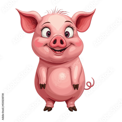 
Hand drawn cartoon pig vector illustration