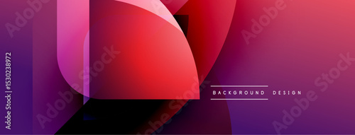 Abstract gradients overlap, creating dynamic visual effect. Purple, red hues dominate composition. Modern design element.