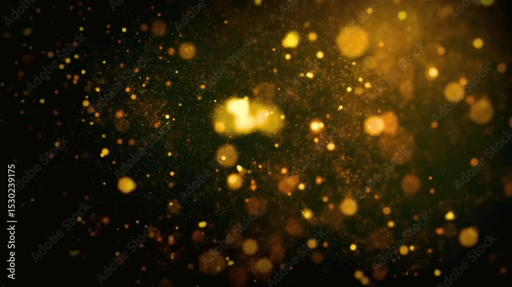 Abstract background with golden dust particles lights bokeh effect Overlay