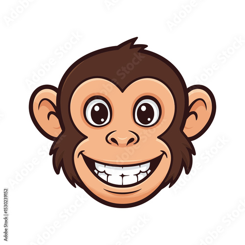 Cute cheerful monkey head cartoon illustration