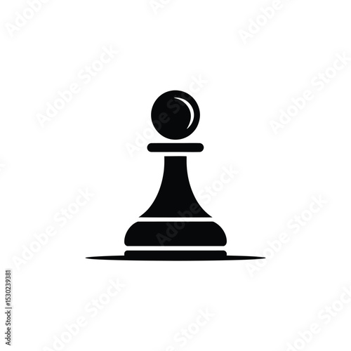 Isolated Black Chess Pawn Illustration, Simple Game Piece, Strategy and Competition