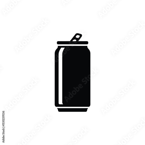 Isolated Black Soda Can Illustration on White Background Simple Beverage Icon