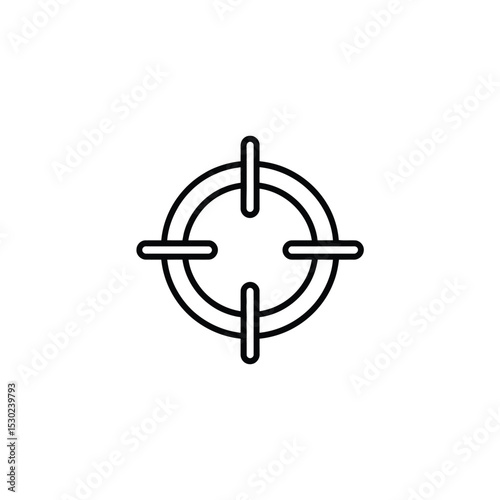 Simple Black and White Target Icon with Crosshairs Design