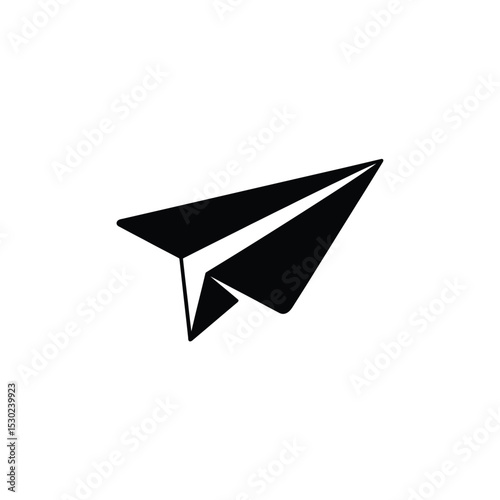 Minimalist Black Paper Airplane Illustration on White Background for Design and Creative Projects