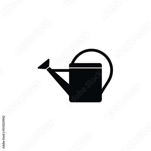 Minimalist Black Watering Can Illustration for Gardening Projects and Designs