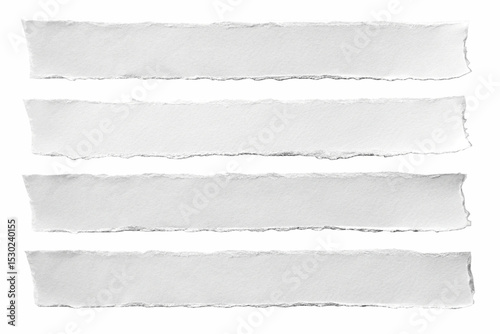 Four Ripped Pieces of White Paper Texture, Background, Design Element