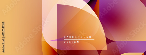 Abstract geometric shapes, warm colors, gradients. Modern design elements create dynamic visual texture. Background suggests innovation, style.