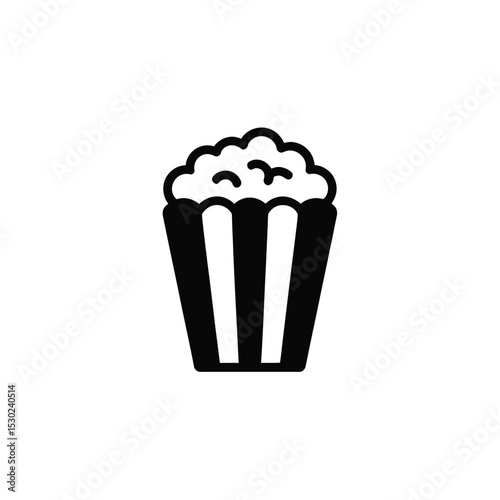 Simple Black and White Popcorn Icon for Movie Night