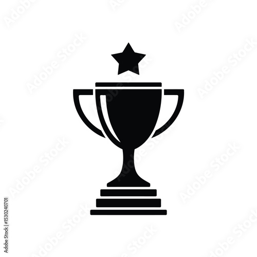Black Silhouette of a Trophy with Star on Top of It