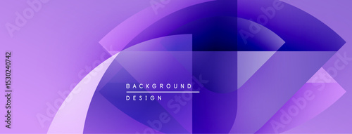 Abstract purple design. Overlapping shapes create dynamic visual effect. Modern background with text elements present.