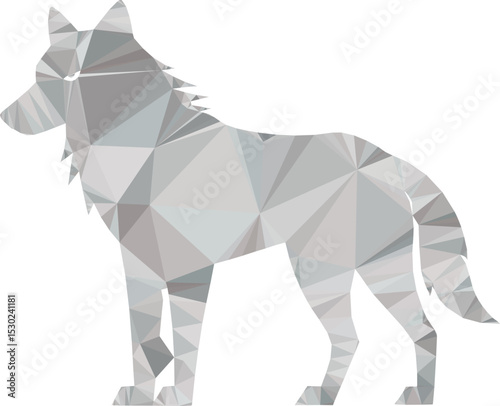 Geometric wolf silhouette illustration isolated on white background design for creative projects.